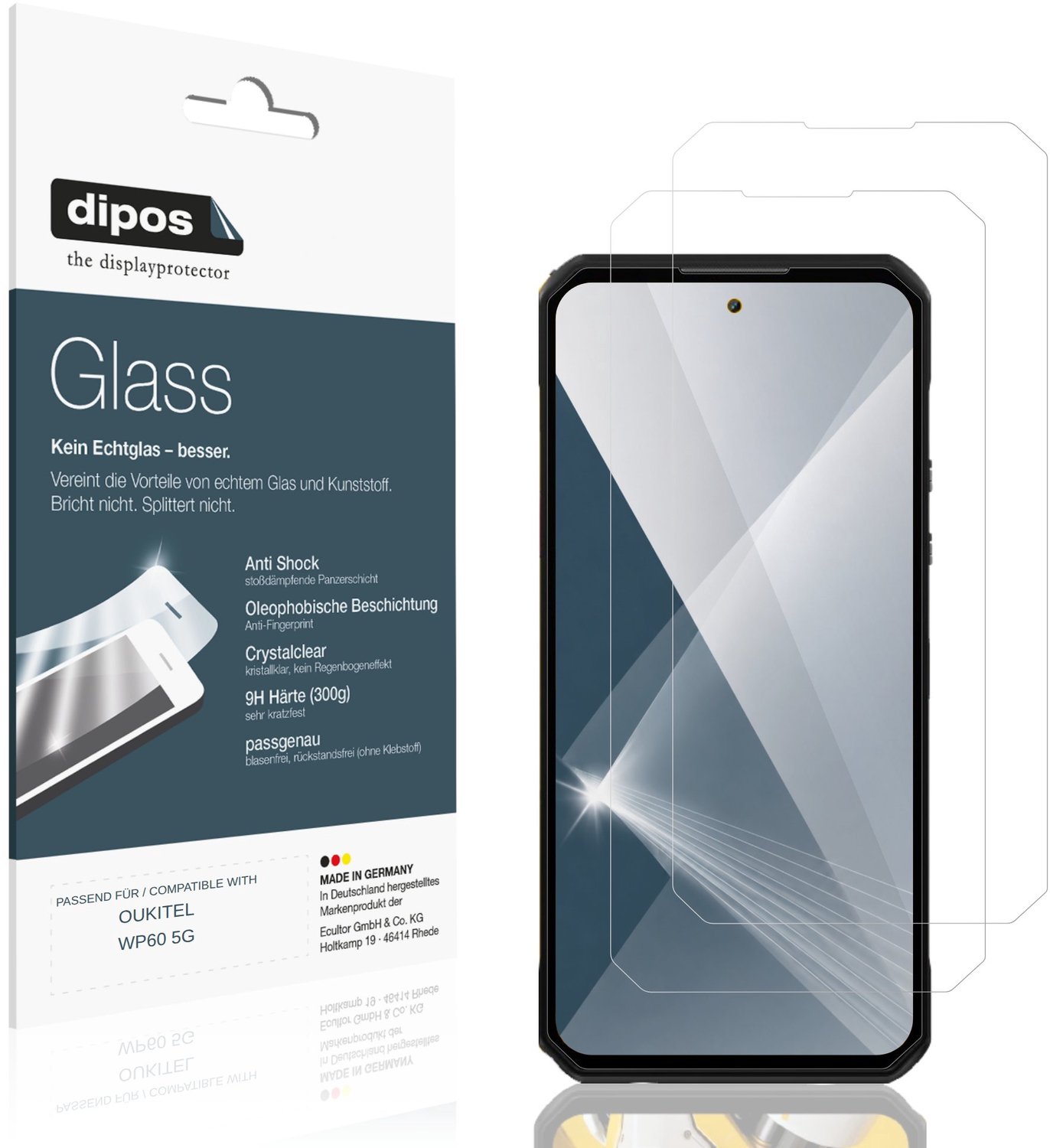dipos – 2x Pantserfolie geschikt voor OUKITEL WP60 5G | 9H Screenprotector