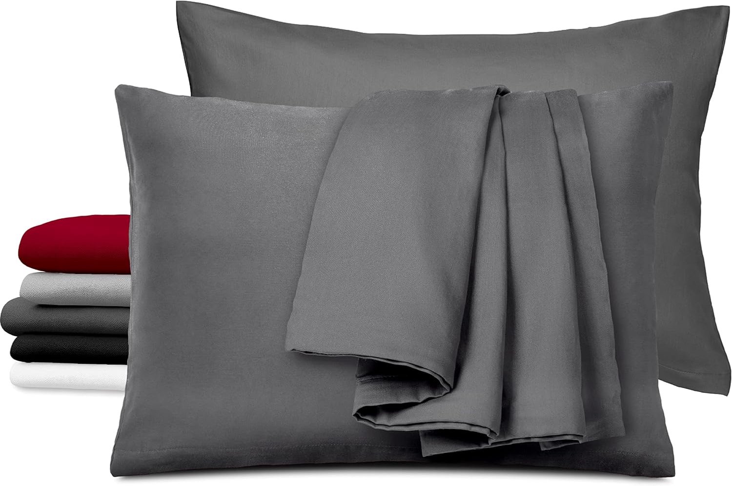 Set van 2 Kussenslopen Satijn 40x60 cm - 100% Katoen - Donkergrijs