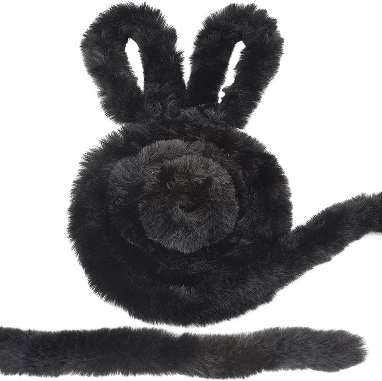 4.8m x 5cm Zwarte Kunstmatige Fluffy Faux Fur Strips voor Kostuums, Hoeden en Schoenrandafwerking