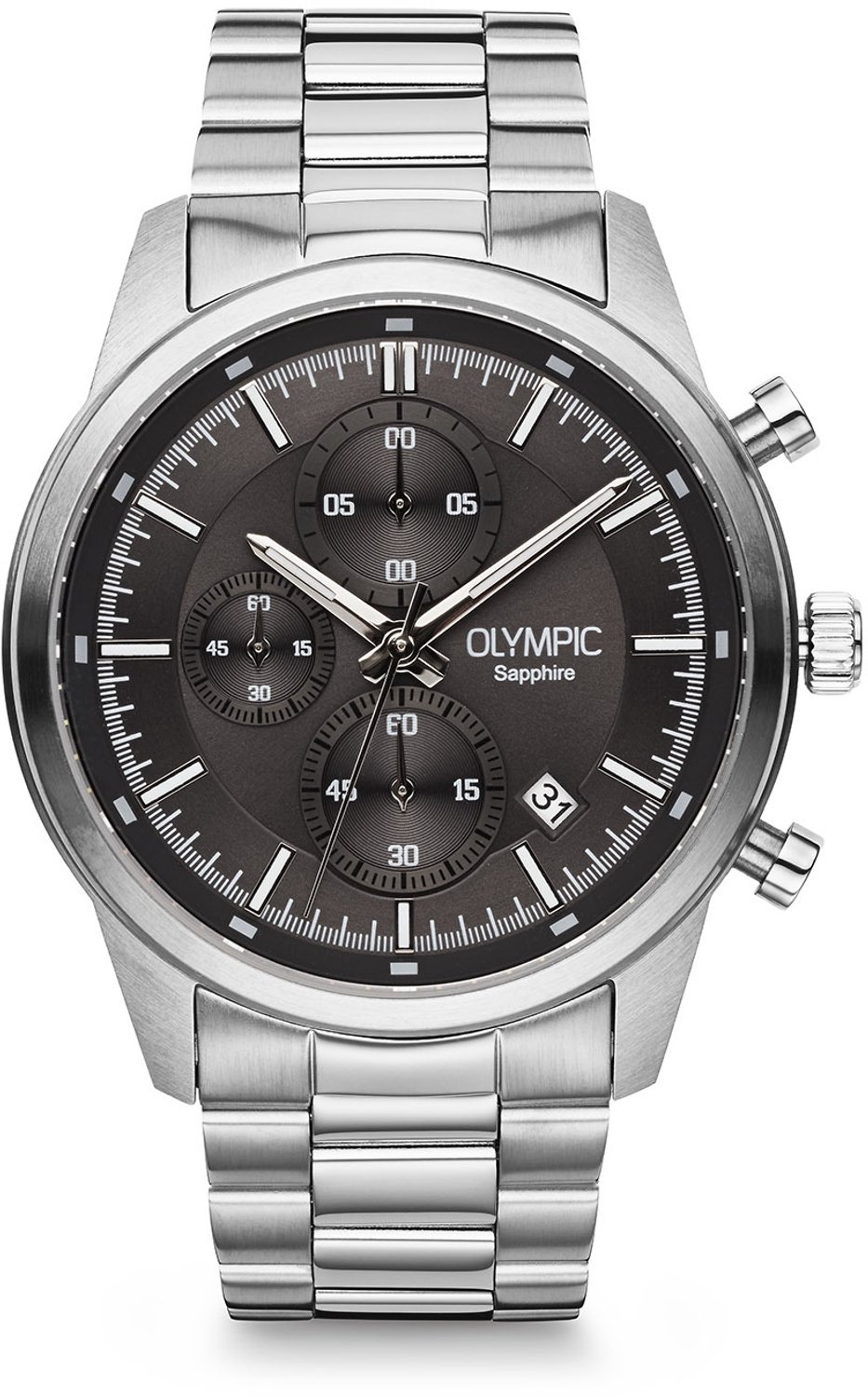 Olympic OL1HSS002 Coast Heren Horloge Zilverkleurig, Grijze Wijzerplaat