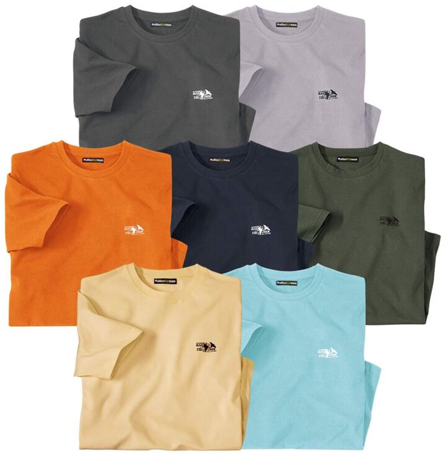 ATLAS FOR MEN - Set van 7 T-shirts - Heren - Verkrijgbaar in grote maten - M