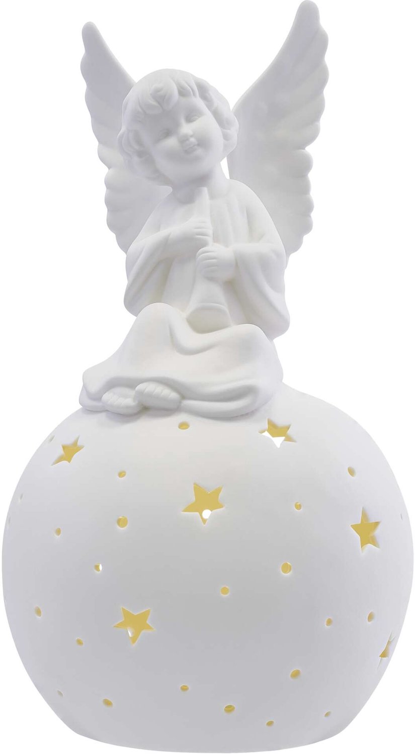 EMOS LED-keramische engel, 29 cm, 2x AA, voor binnenshuis, warm wit, DCLW33