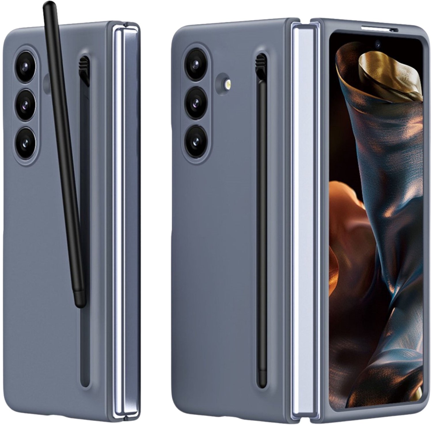 Casety Geschikt voor Samsung Galaxy Z Fold 8 Ultra backcover hoes met Stylus & screenprotector - Antraciet