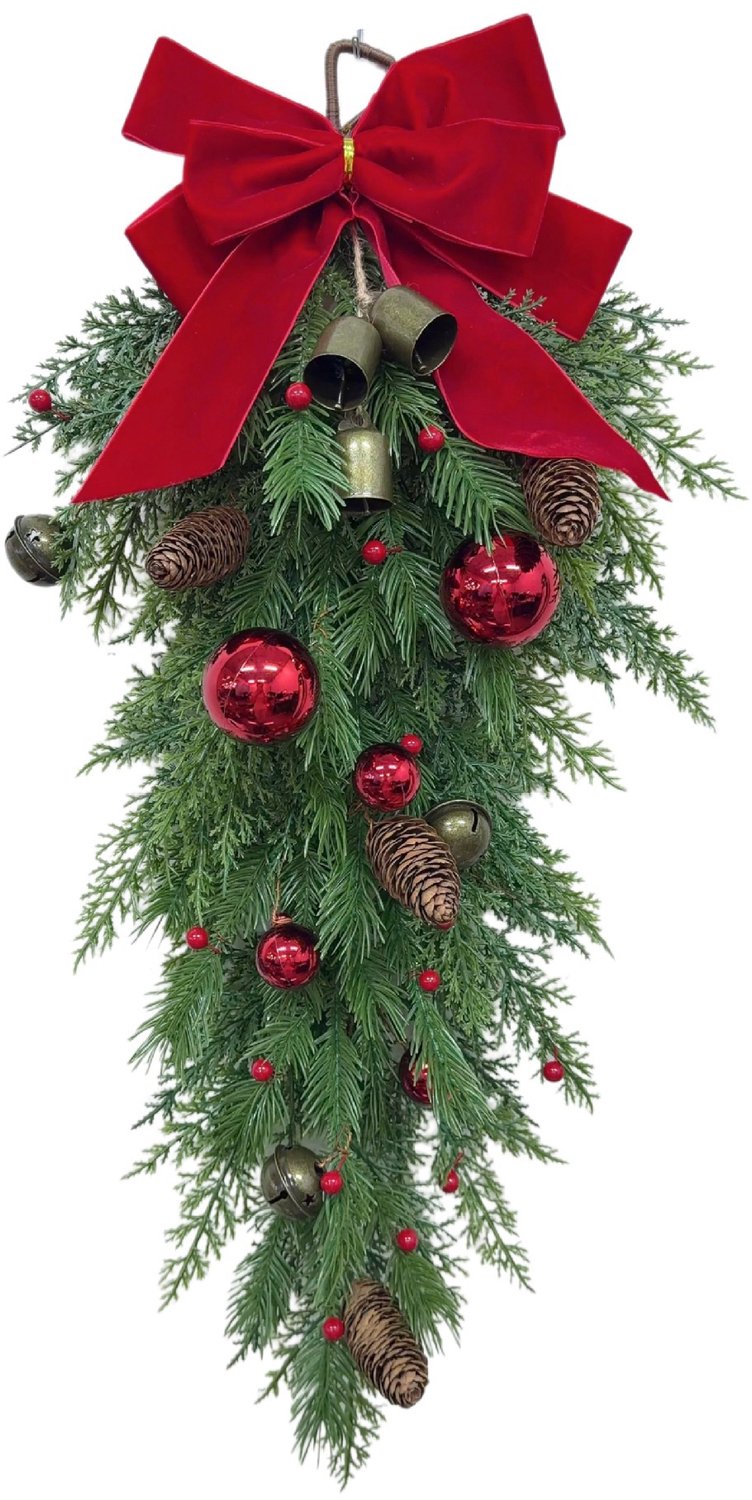 Kerstkrans - Kerstbelornament - Kerstdecoratie - Kerstdeurhanger - Kerstornament - 70 cm - Geschikt om op te hangen aan woonkamermuren, ramen, trappen en deuropeningen voor een feestelijke sfeer - Groen