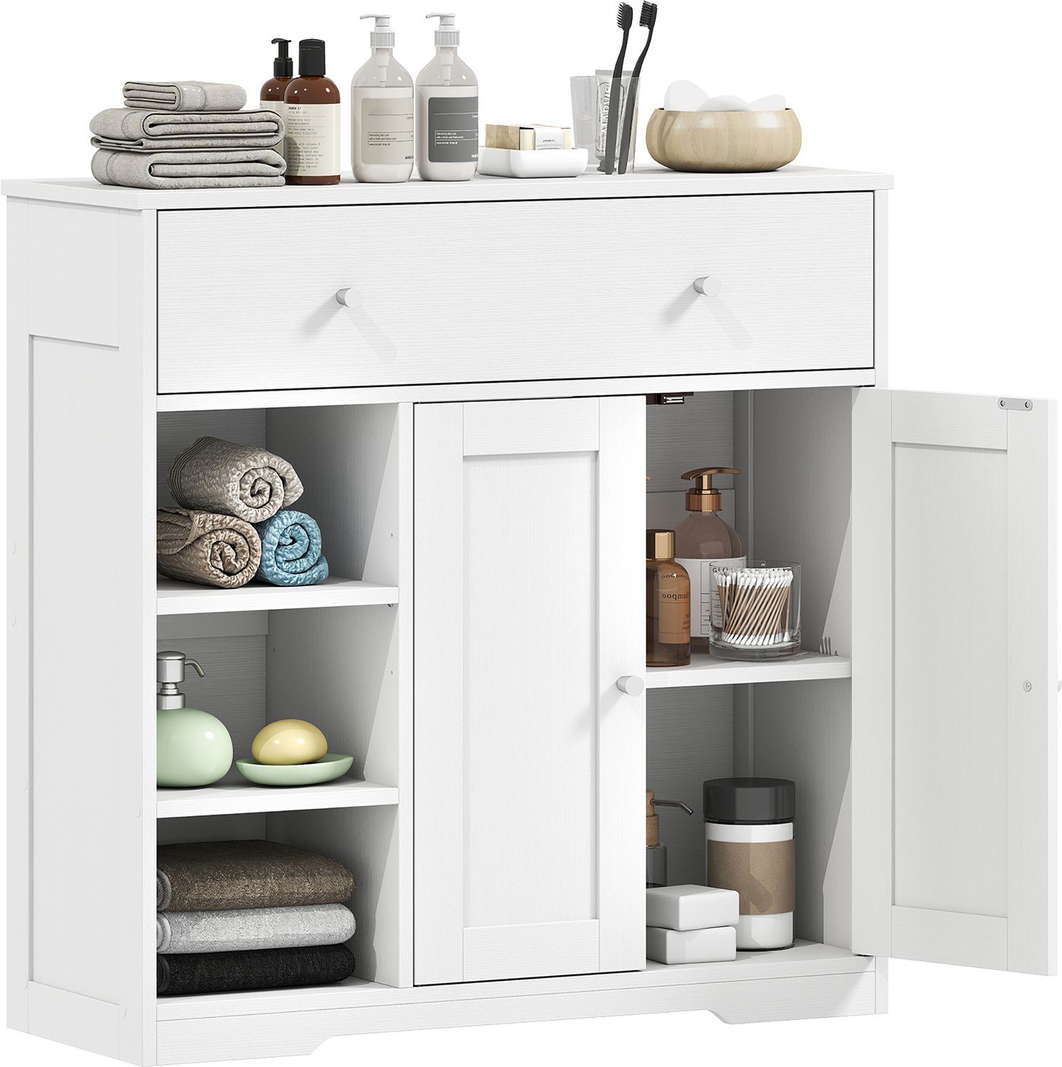 HOMCOM Badkamerkast - Spaanplaat, MDF - 80 x 30 x 80,2 cm - Wit