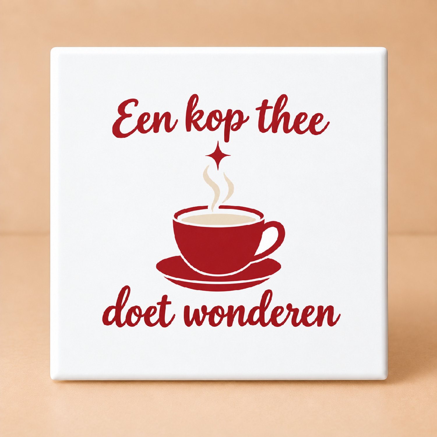 Bedruk King Minimalistische De thee-tante in winterstand Tegel – Scandinavisch design wanddecoratie voor theeliefhebbers - 15 x 15 cm Wit