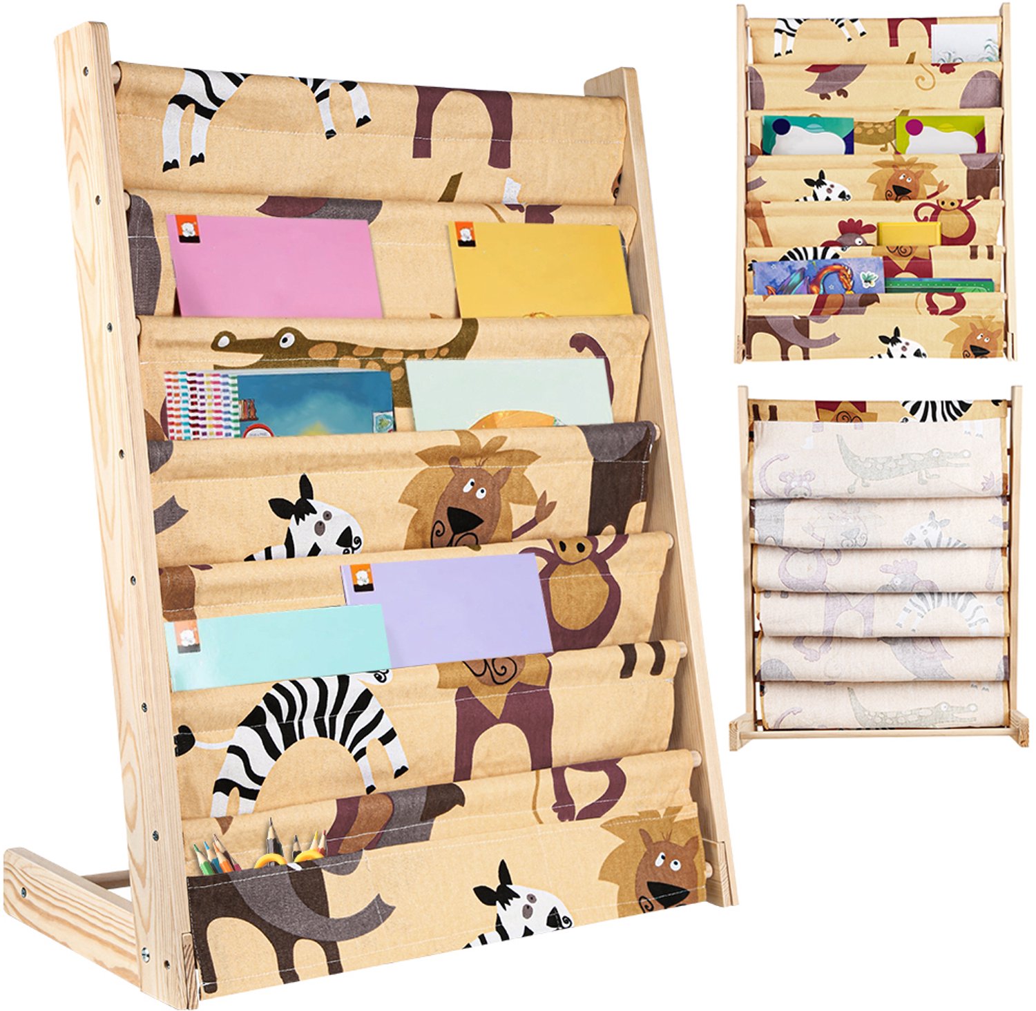 PIPIPOXER Boekenkast Kind - Kinderboekenkast - 78 × 60 × 29 cm - Boekenrek Kind Staand - Houtkleur