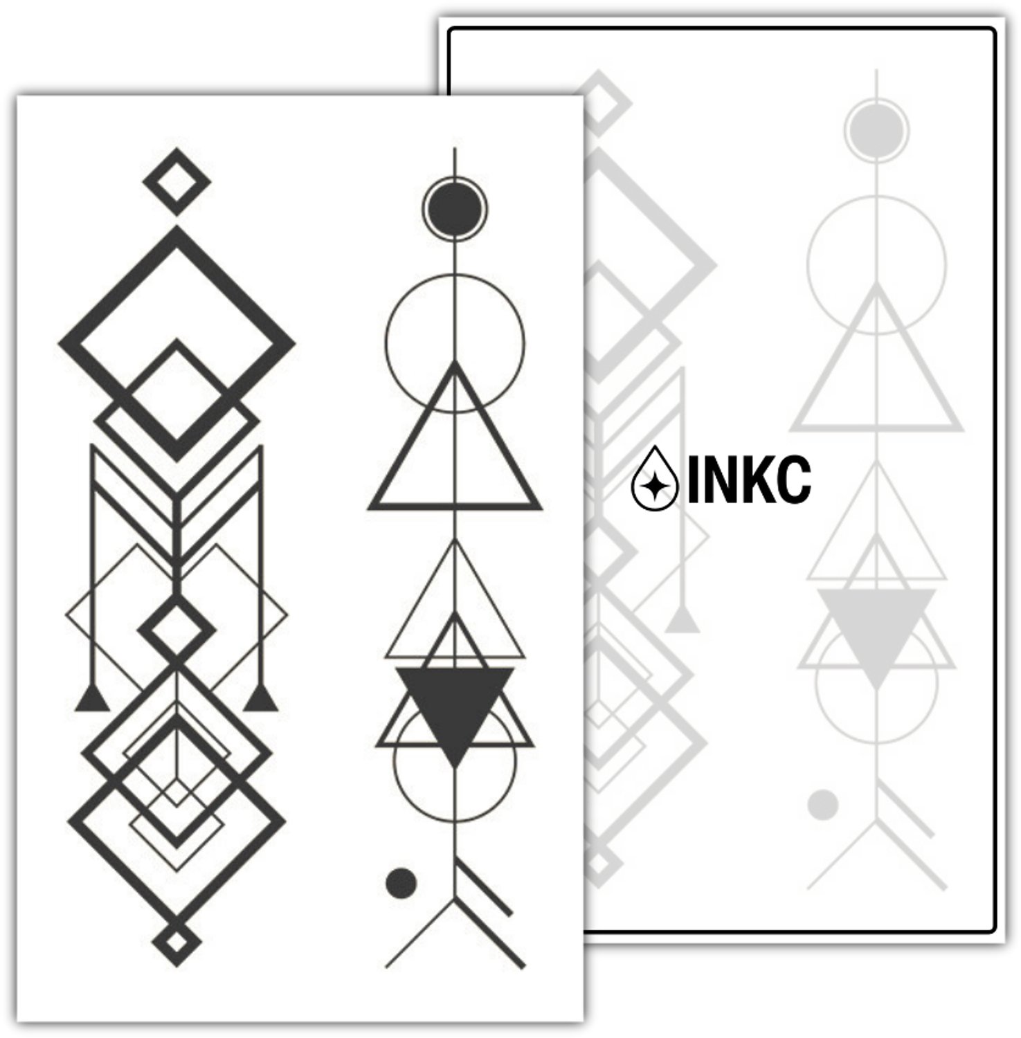 INKC - Tijdelijke Tattoo - Geometrie - Nep Tattoo - Plak Tattoos - Blijft tot 2 weken - 11 x 18cm