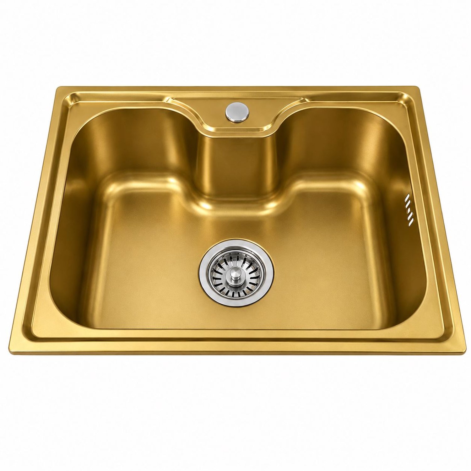 Faizee Home RVS Spoelbak 60 × 42 × 20 cm – Keukenspoelbak – 0,8 mm RVS – Incl. Sifon en Afvoer – Zilver, Zwart of Goud Gold Mit Armatur