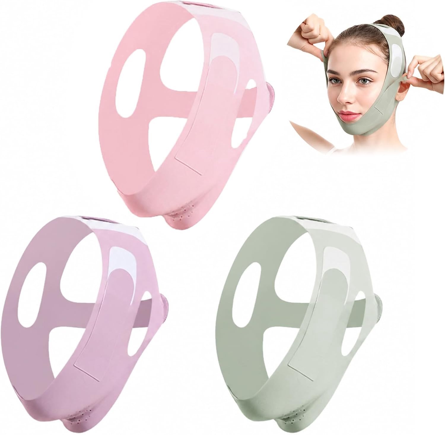 Dubbel Kinmasker - Roze - 12 x 11 x 1 cm - Herbruikbaar en Ademend Polyester - Voor Volwassenen