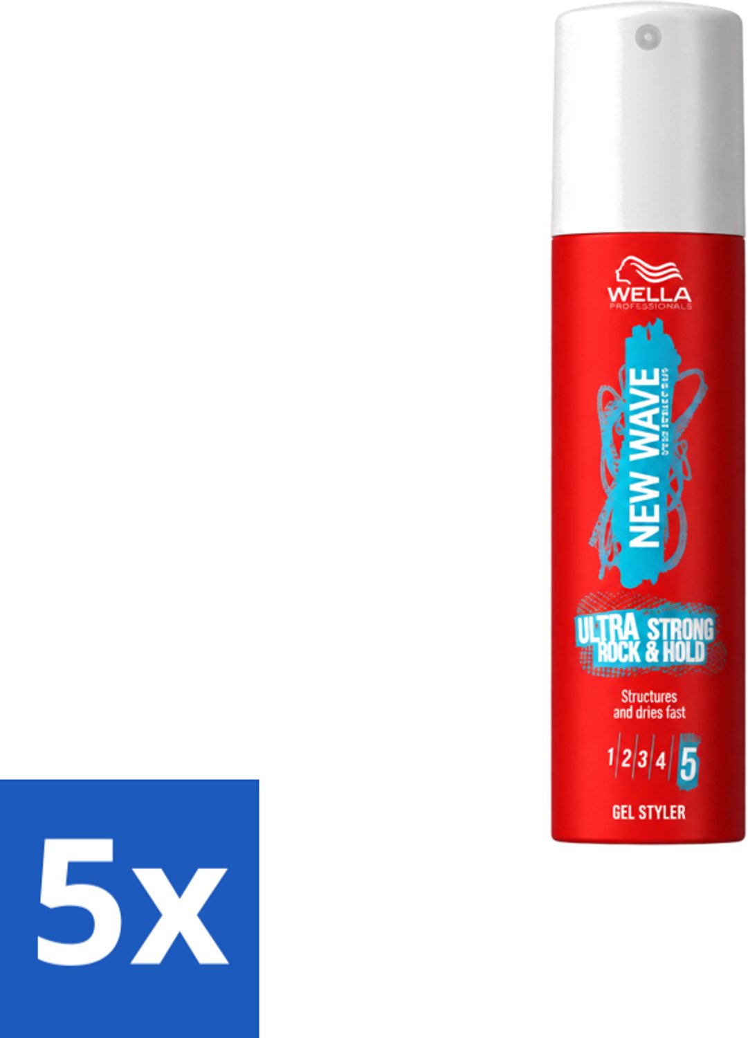 5 x Wella – New Wave Ultra Strong Rock & Hold – Haargel – 100 ml - Voordeelverpakking - 5 stuks