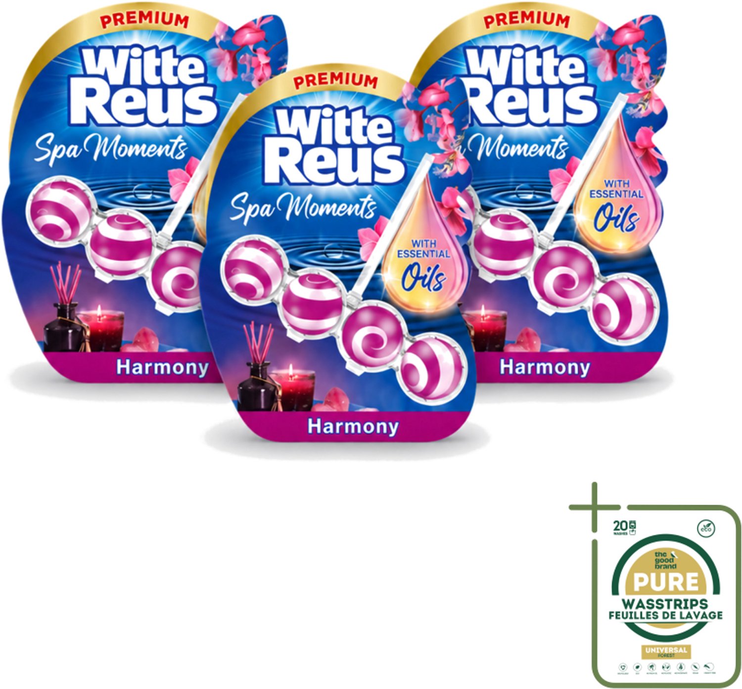 3 x Witte Reus - Wellness Scents Toiletblok - Harmony - 1 Toiletblok - Wasstrips - Toiletblok - Wellness Geur - Harmonie Geur - Toilet Reinigen - Kalkaanslag Voorkomen