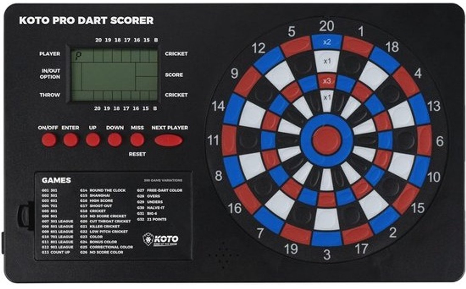 Pro dartscorebord voor 8 spelers - Elektronisch scorebord met 32 spellen en montagemateriaal