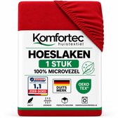 Komfortec Hoeslaken 140x200 cm - tot 30cm Matrashoogte - Rondom Elastiek - Rood