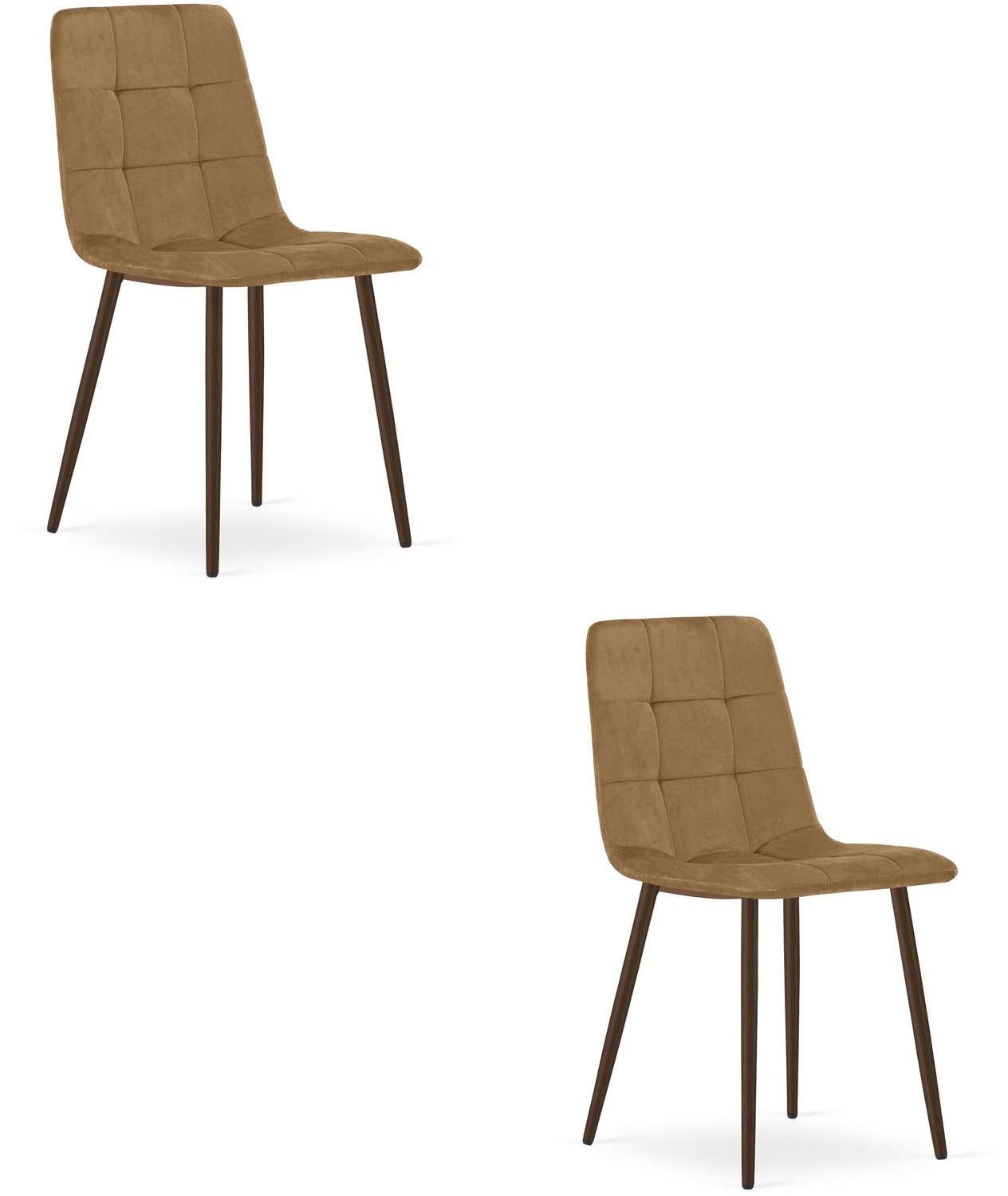 LEOBERT KARA Eetkamerstoelen – Set van 2 – Bruin Velvet – Walnootkleurige Houten Poten – Comfortabele Ergonomische Zitting – Modern Design – Velvet Stoel voor Woonkamer, Keuken en Eetkamer – Max. 110 kg per Stoel