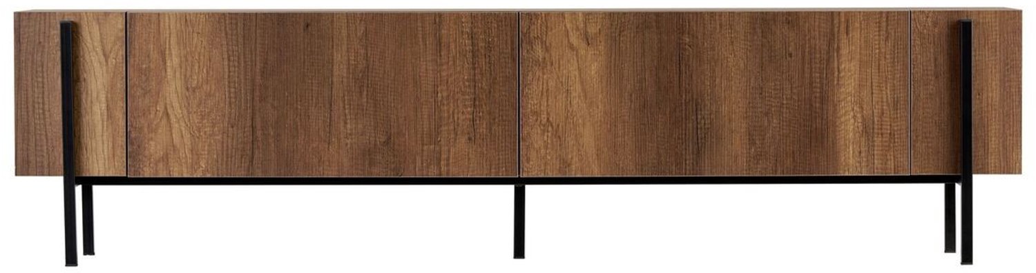 CALICOSY - TV-meubel met 2 klepdeuren en metalen poten L180 cm - ATLAS