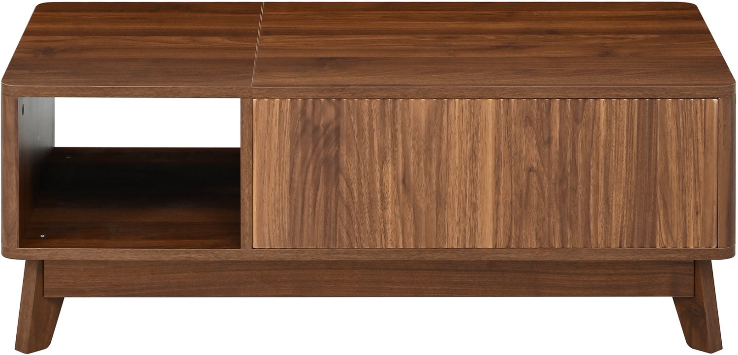 SONNENH Salontafel met lift-top en opbergruimte - 95 x 48 cm - Hoogte 36 / 50 cm - Walnootlook Walnoot houtlook
