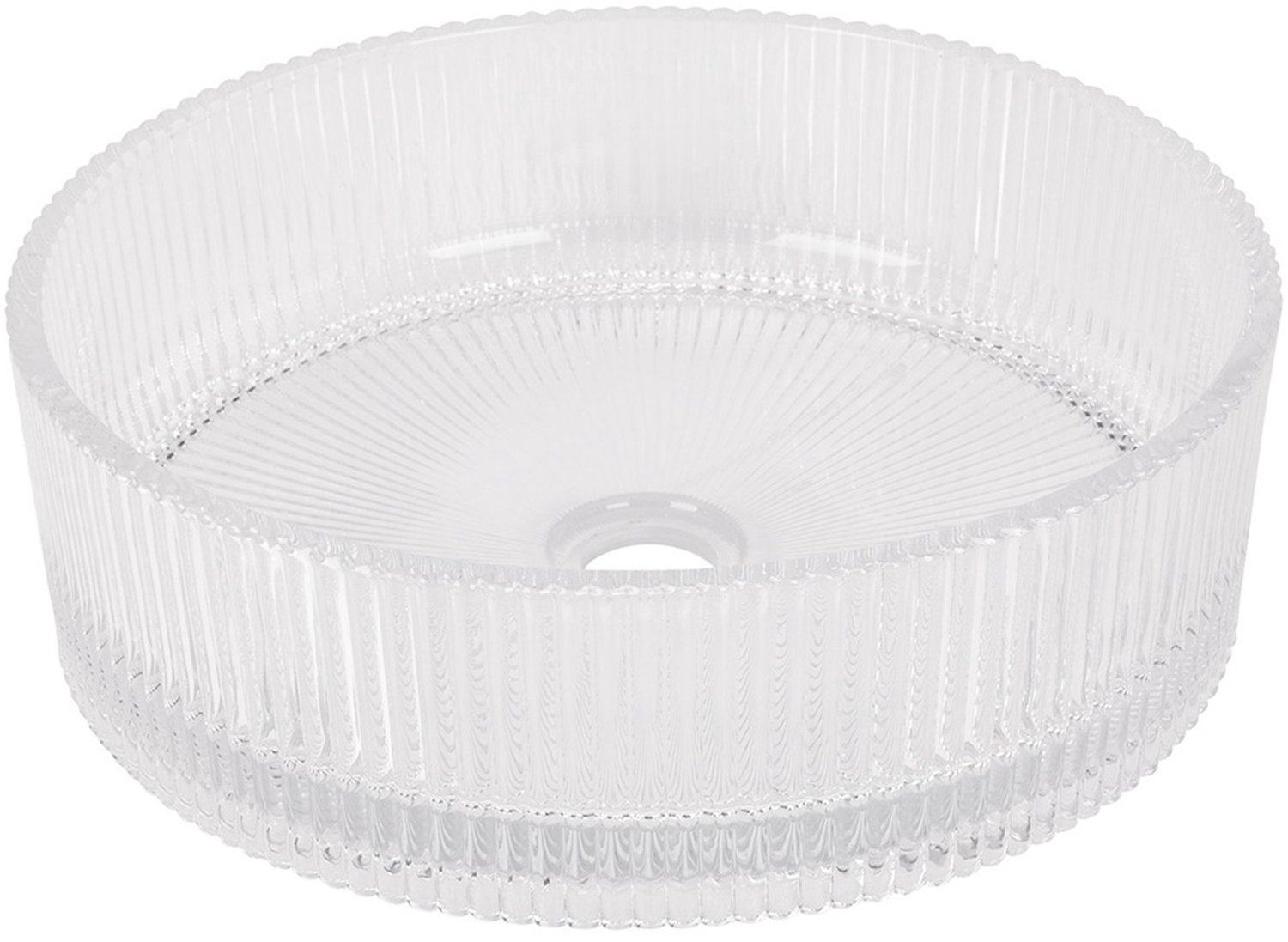 Differnz Halo Waskom - Rond Glazen Wasbak - Krasbestendig en Eenvoudig Schoon te Maken - Diameter 39,5 cm x Hoogte 12,2 cm - Transparant - Geschikt voor Klassieke en Moderne Badkamers