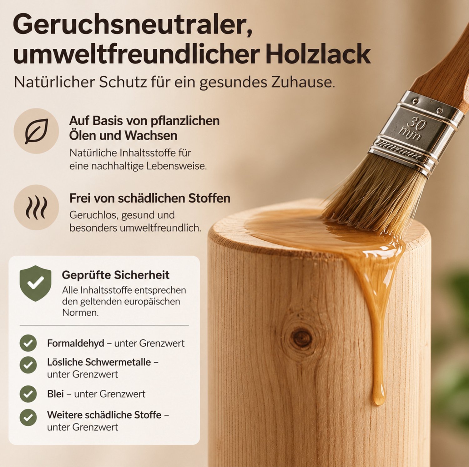 DESMIU Eetkamerstoel - Set Van 6 Met Armleuningen - Gestoffeerd Met Linnen - Voor Eetkamer, Woonkamer En Café - Hout - Naturel En Beige