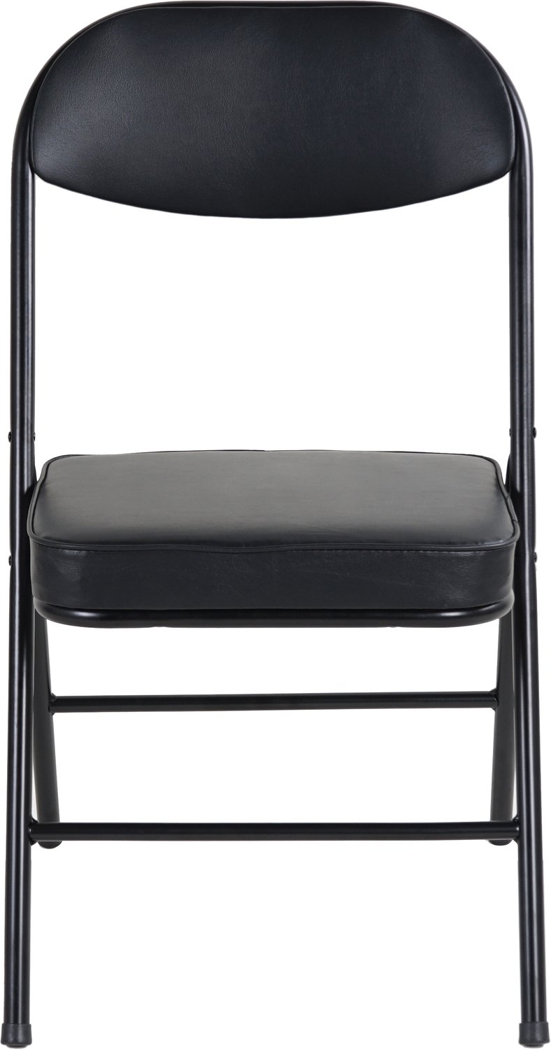 SONNENH Inklapbare eetkamerstoelen set van 4 - Zwart PU-kunstleer - Stalen frame - Voorgemonteerd - Hoogte 81,5 cm Zwart met zwart stalen frame