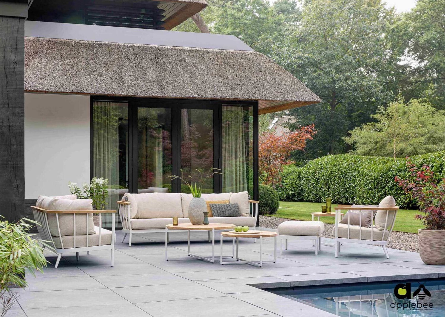 Apple Bee Condor Chaise de jardin lounge & Repose-pieds - Oyster - All-Weather
