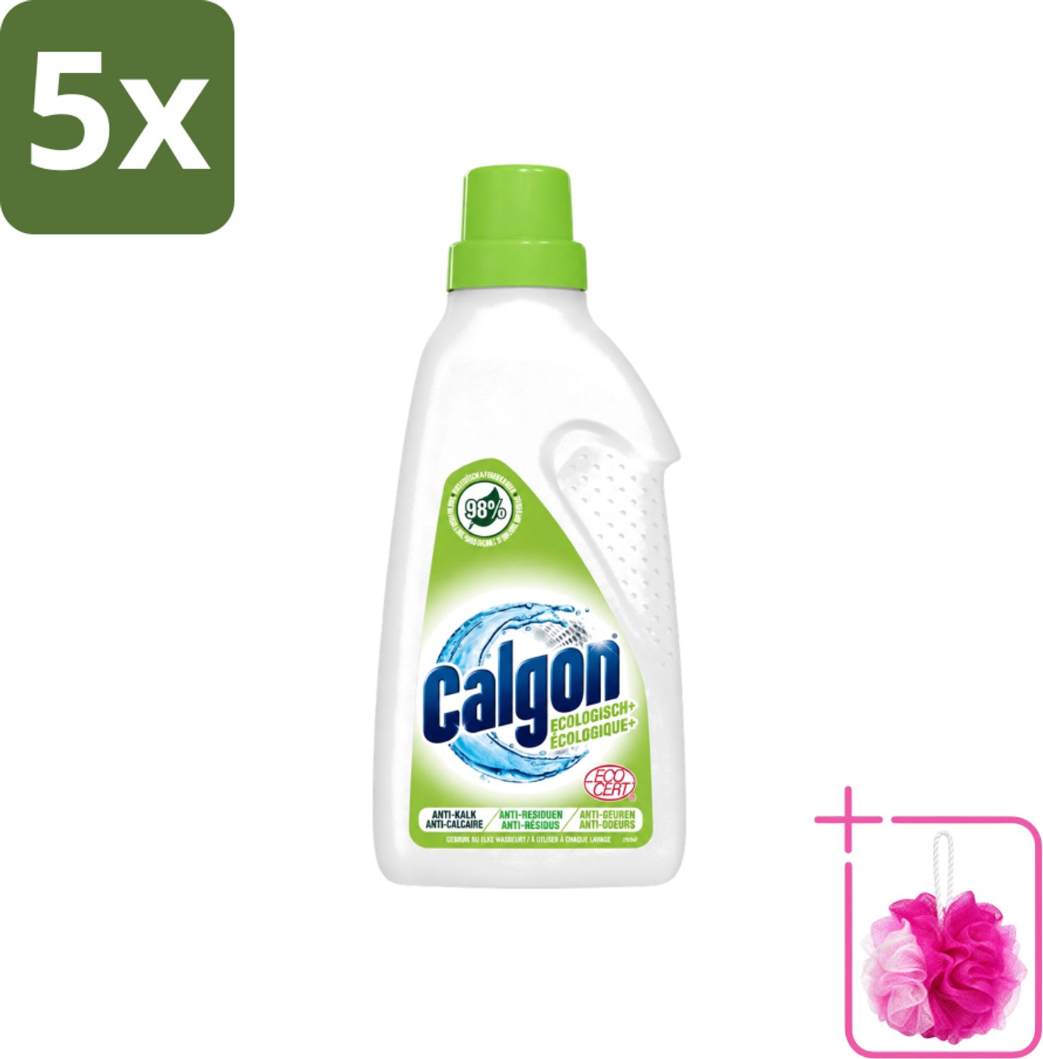 5 x Calgon - Wasmachinereiniger - Gel - 750ml - 15 Wasbeurten - Bulkverpakking - Wasmachine reinigen - Douchemop - Kalkaanslag voorkomen