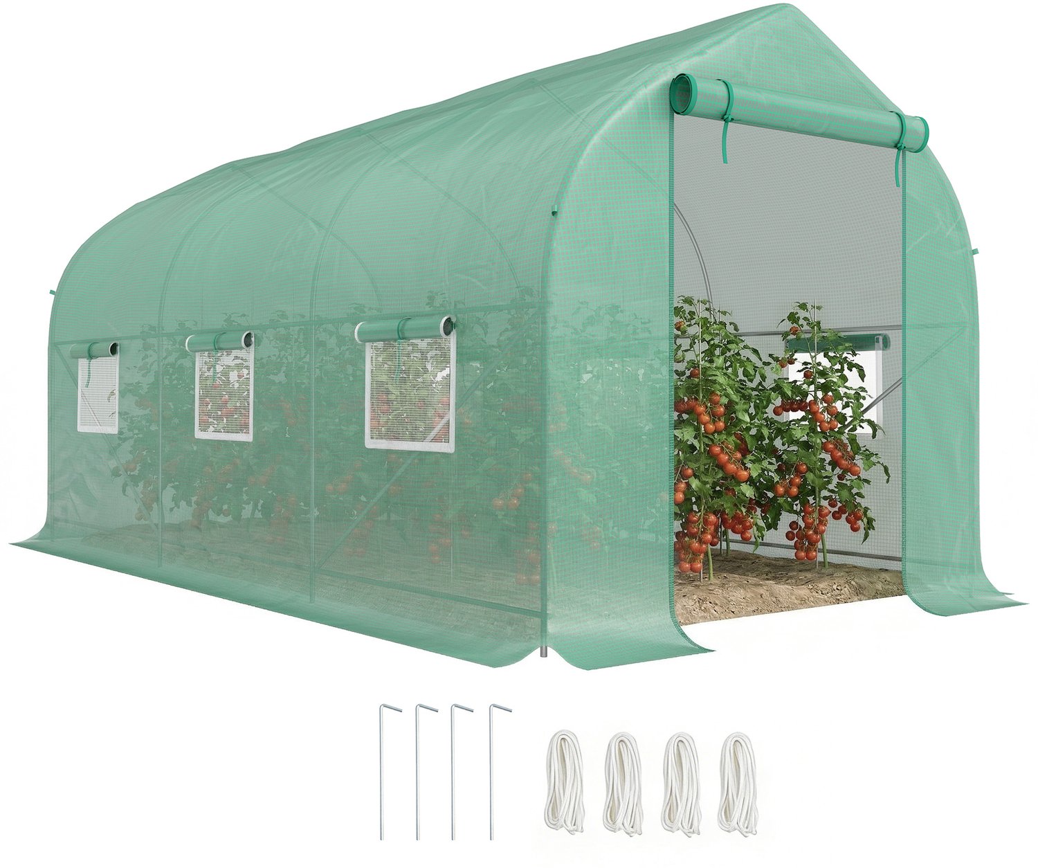 Outsunny Tunnelkas - PE - 400x200x200cm - Groen