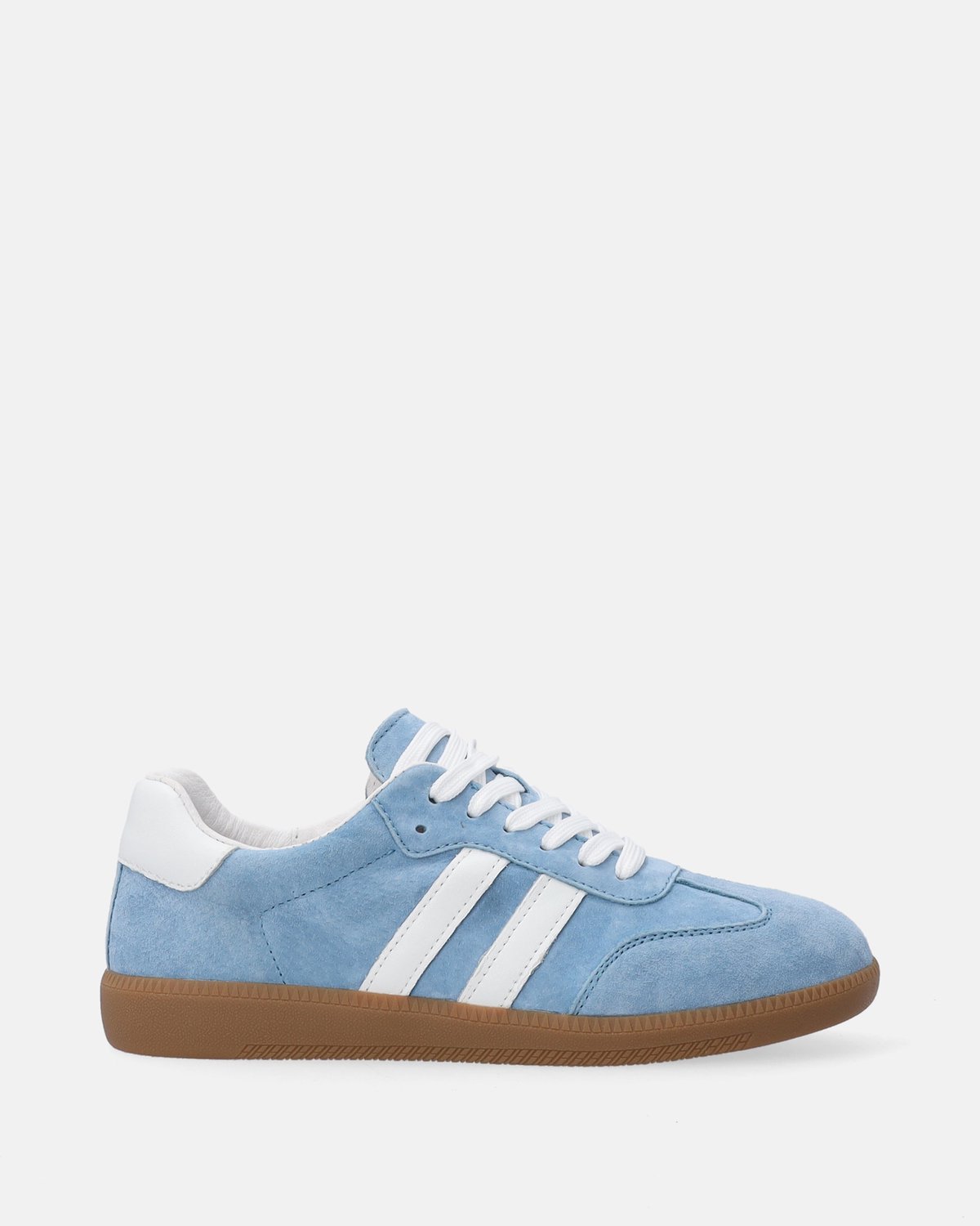 Blauwe retro damessneakers - Suède en glad leer