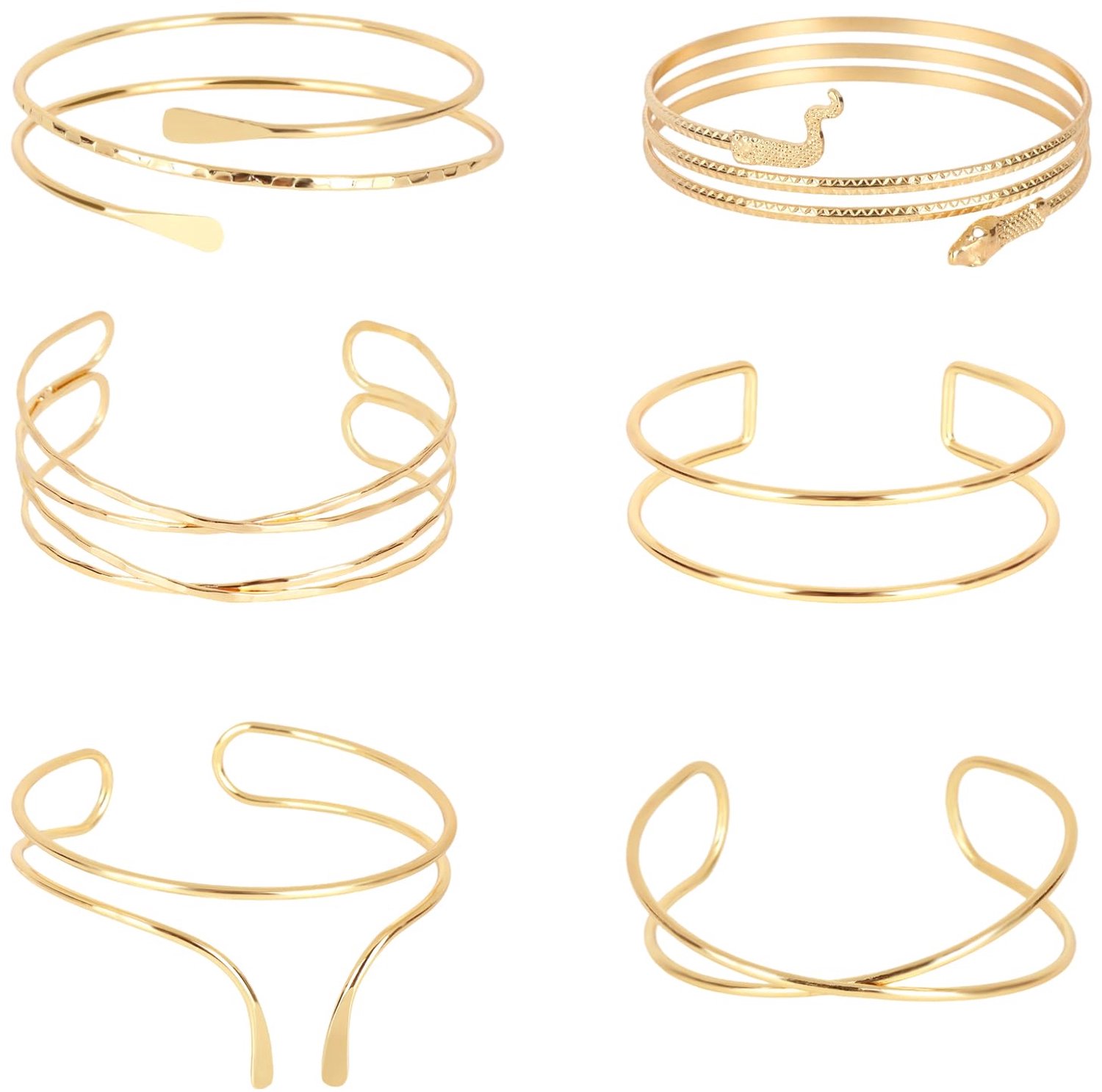 Bicepsband Dames Set 6-delig - Goud - Verstelbaar - Perfect voor Feesten - Homevero