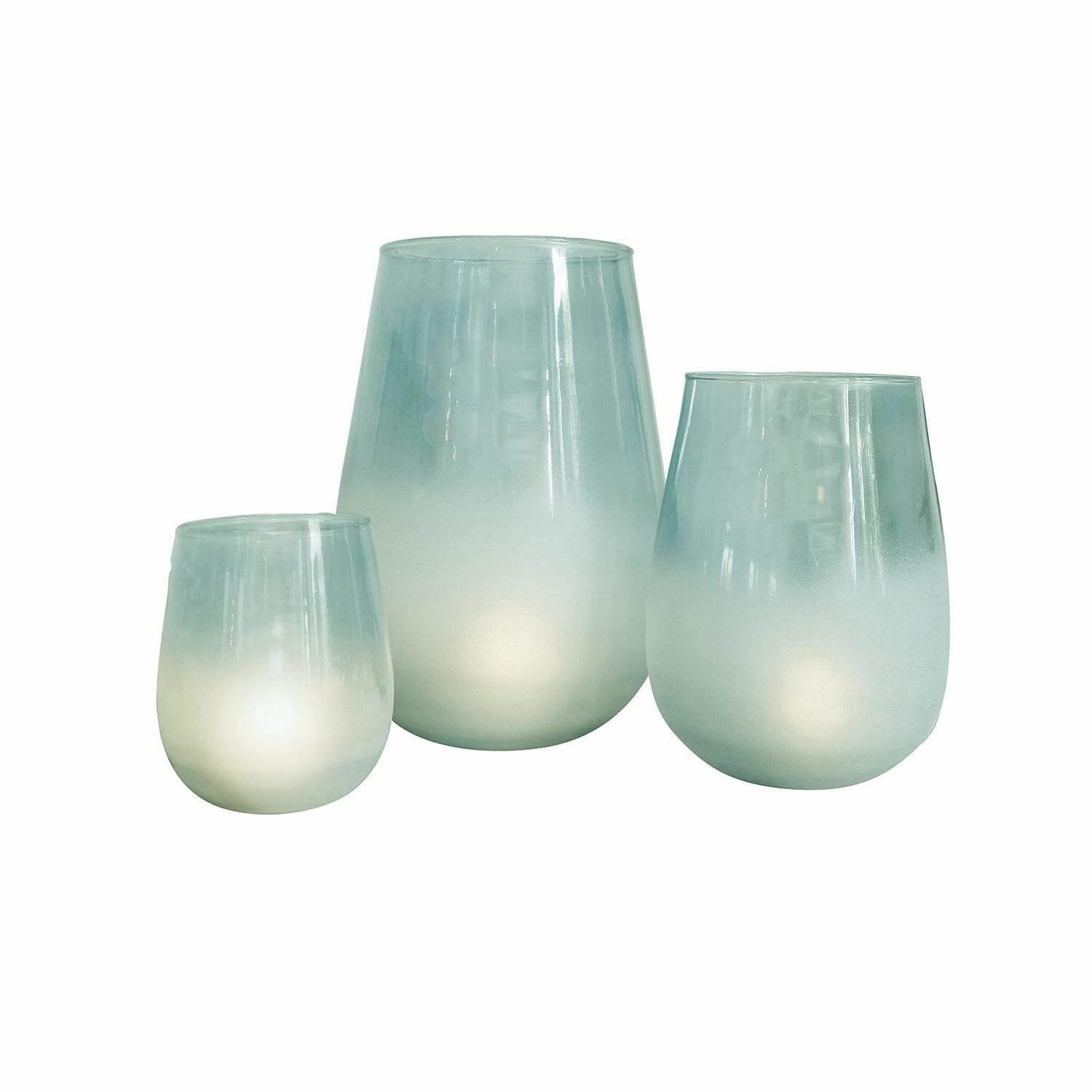Loberon Windlicht set van 3 Miristelle blauw
