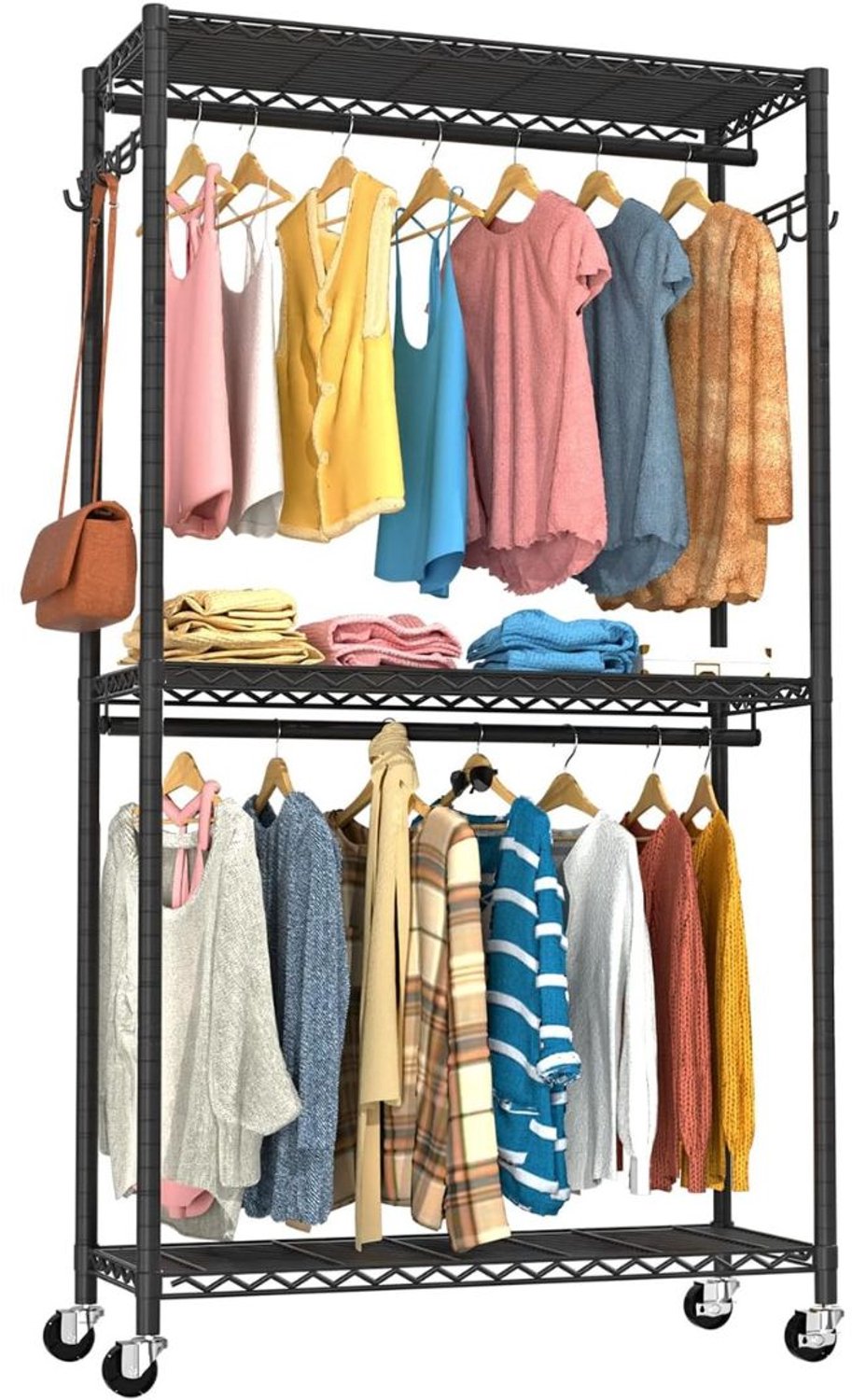 Kledingrek op Wieltjes - Dressboy - Kledingstang - Zwart