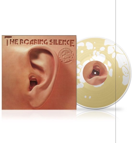 Vinylplaat The Roaring Silence met hoes met een menselijk oor waaruit een mond schreeuwt en een gouden schijf.