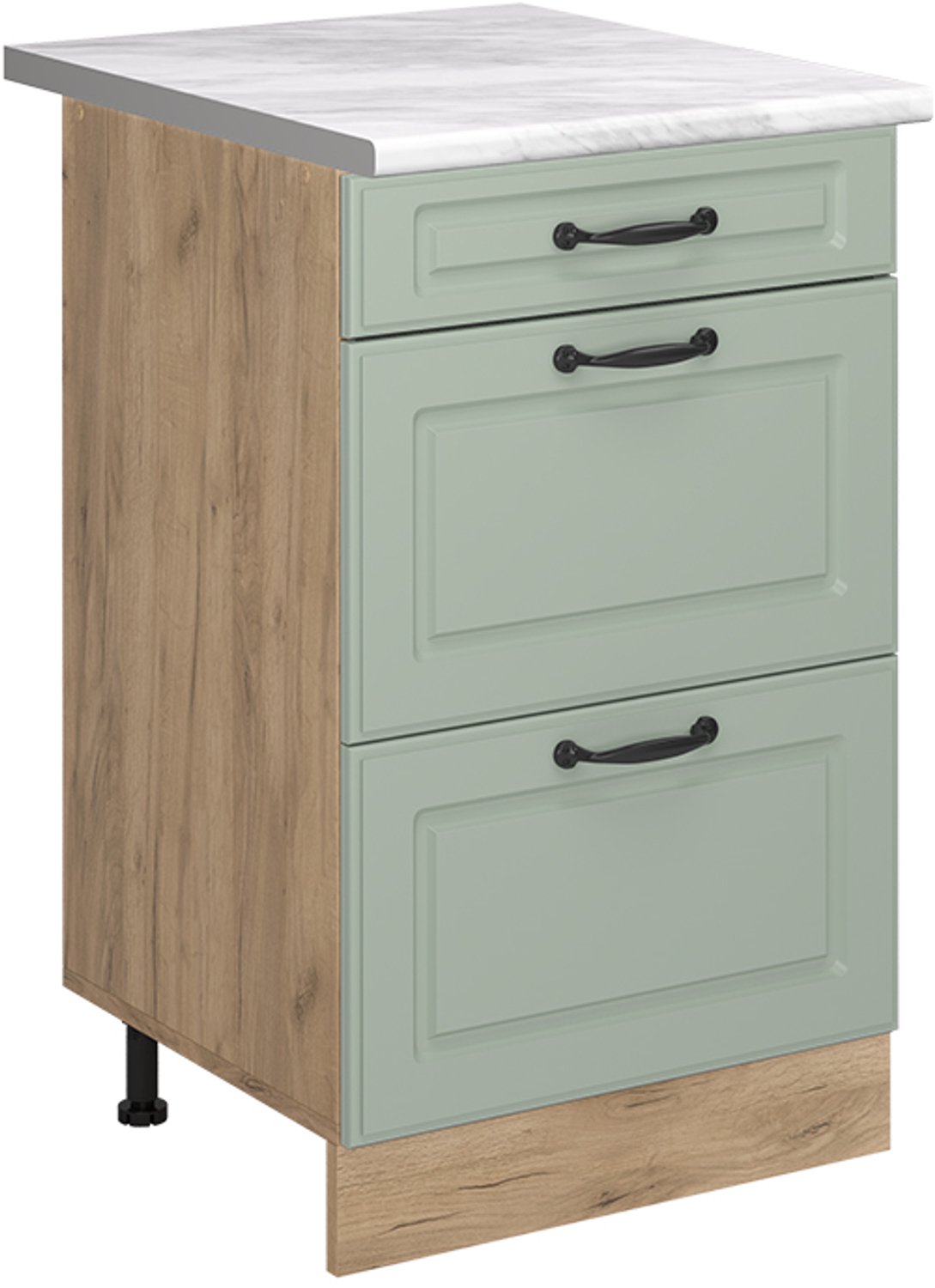 Vicco Keukenonderkast R-Line, Mint landelijk/Goudkleurig Eiken, 50 cm marmer werkblad