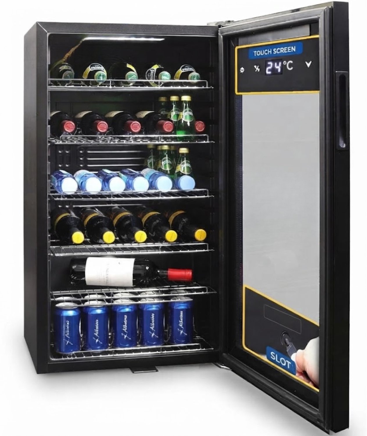 Vantivo® Minibar - Mini Koelkast Glazen Deur - Drankenkoelkast - Flessenkoelkast - Zwart
