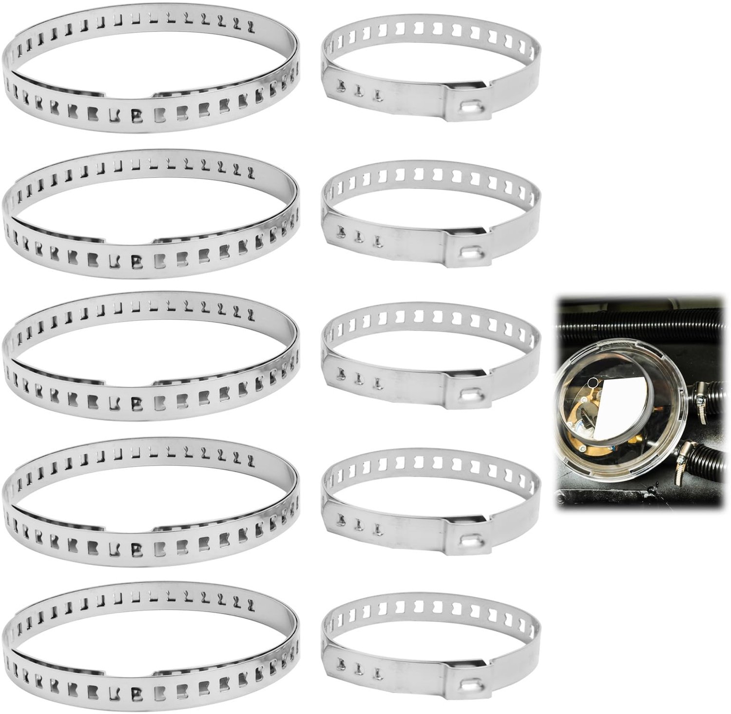 Gimbalklemmen Set van 10 - Roestvrij Staal - 5 Grote (50-120 mm) - 5 Kleine (20-50 mm) - Verstelbaar - Eenvoudige Installatie - Klemmen