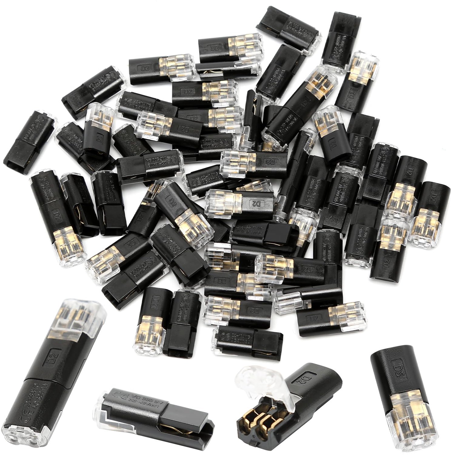 60 Stuks 2-Pin Push-in Draadconnectoren