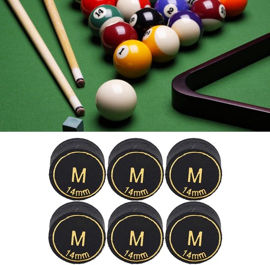 Biljartkeu-tips 14 mm - vervangende tips - geschikt voor biljart en snooker - 6 stuks - ServiceTopper — afbeelding 3