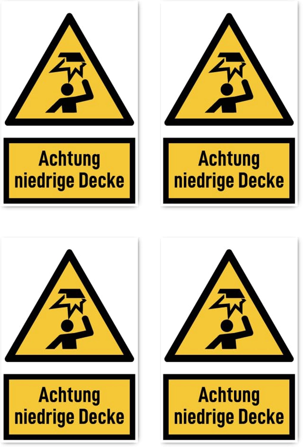 Sticker 150x100 mm - 4 stuks - Waarschuwingsteken (Duits) - Waterdicht en uv-bestendig - ServiceTopper