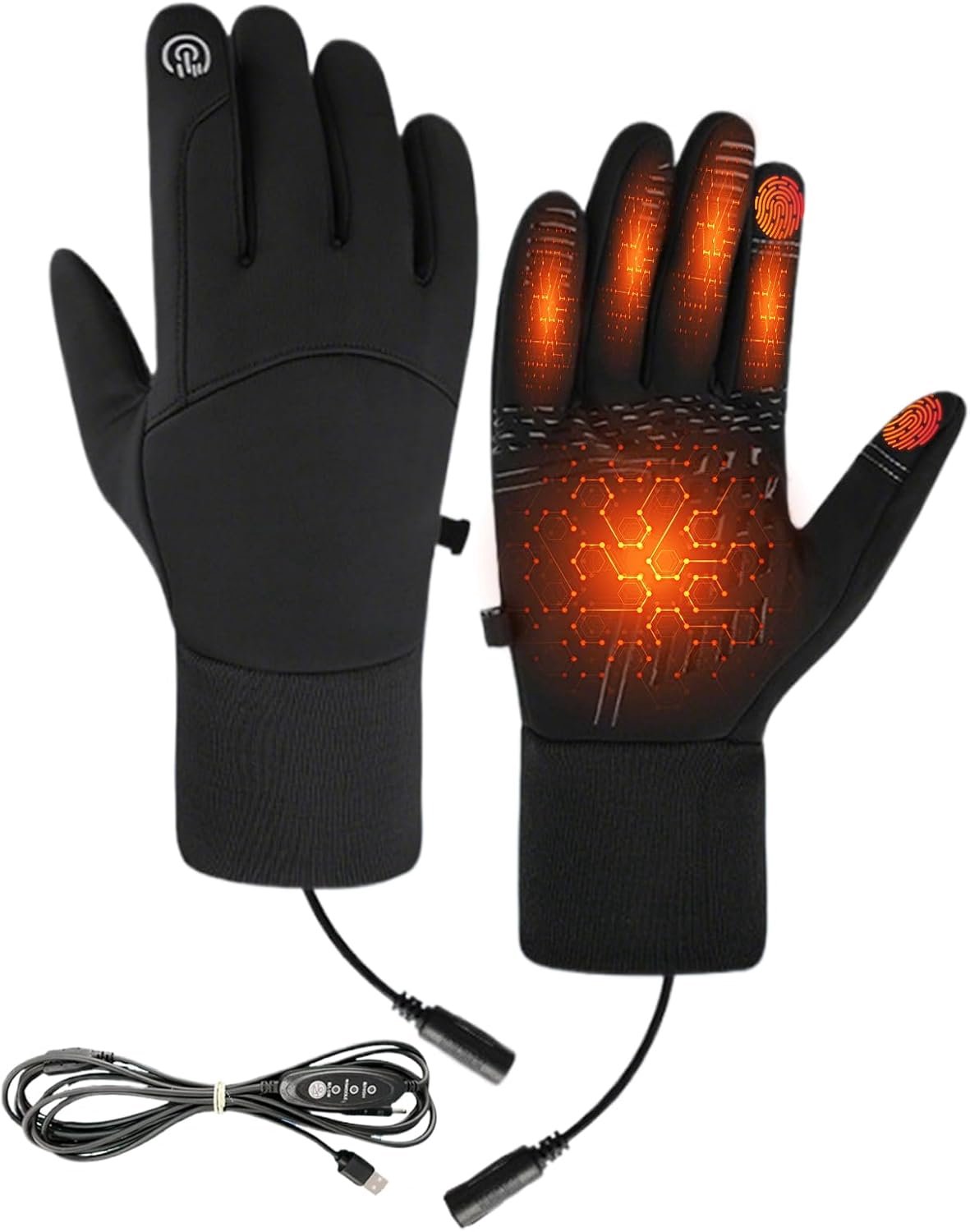 Elektrisch Verwarmde Handschoenen USB Verwarmde Handschoenen Touchscreen en Antislip Skihandschoenen voor Koude Weer en Wintersport – M Zwart