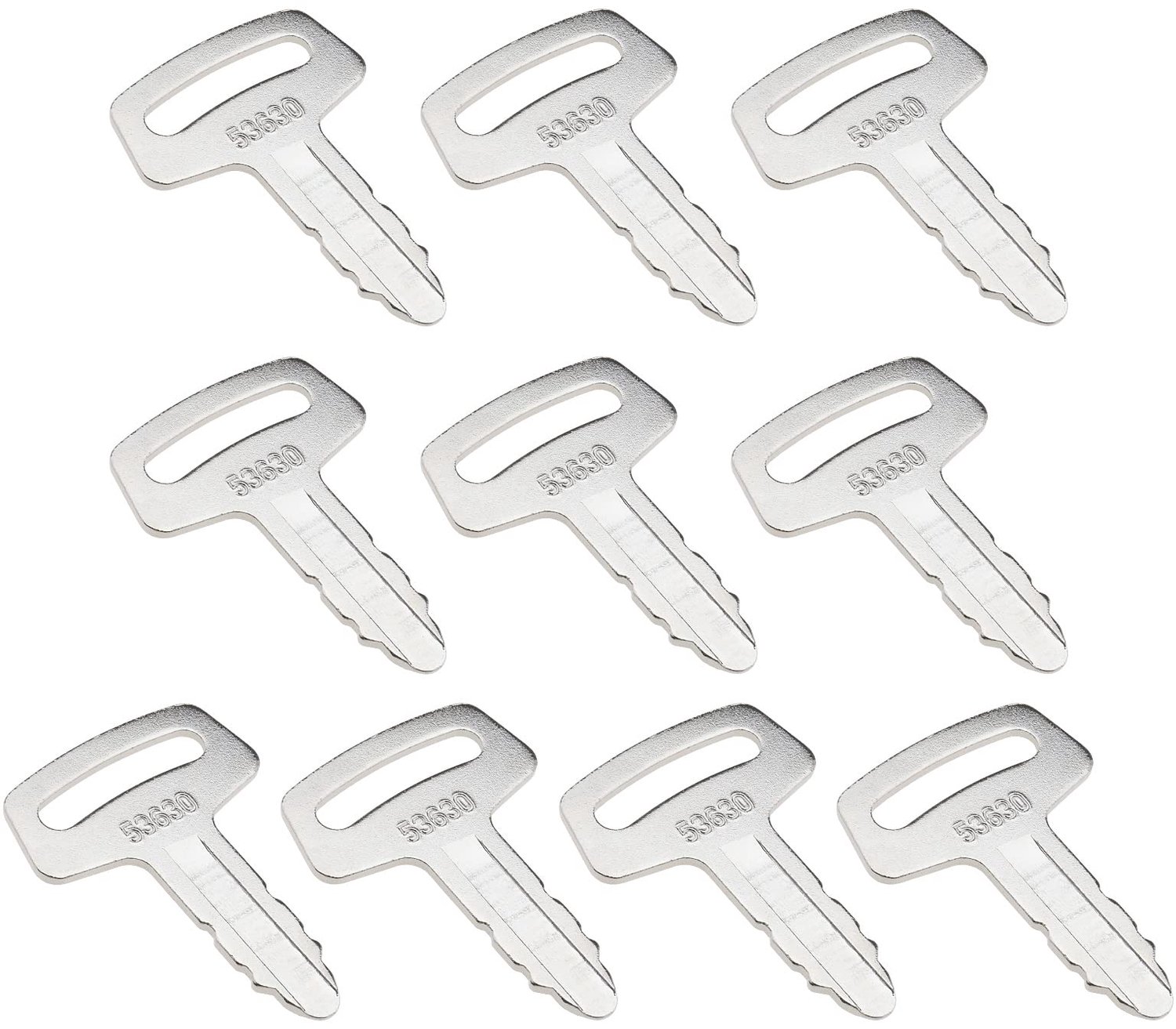 Ontsteking Schakelaar Sleutels - Vervangingssleutels - Zilver - Compatibel met Graafmachines - Set van 10 sleutels voor Bouwmachines