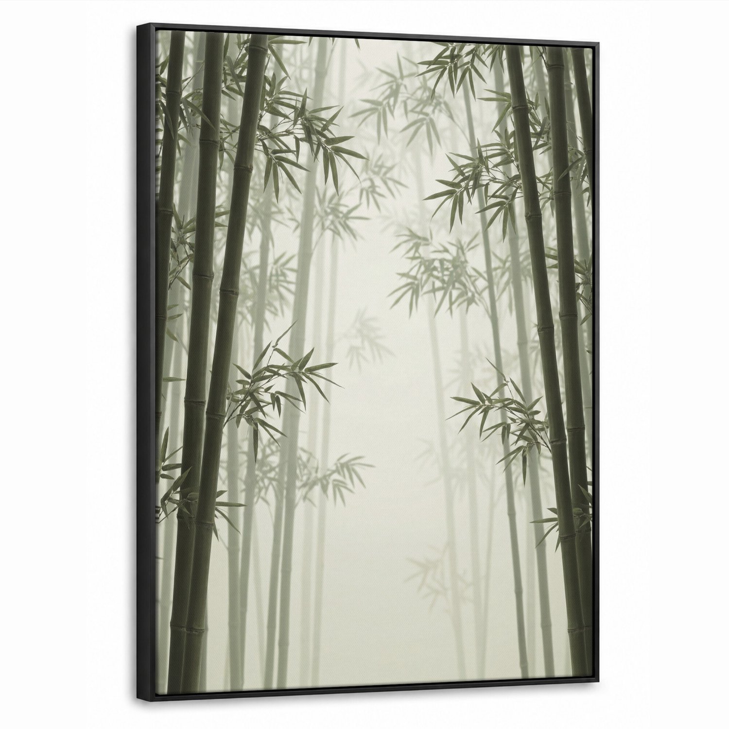 Canvas Schilderij met Baklijst - Bamboe - Bos - Mist - Natuur