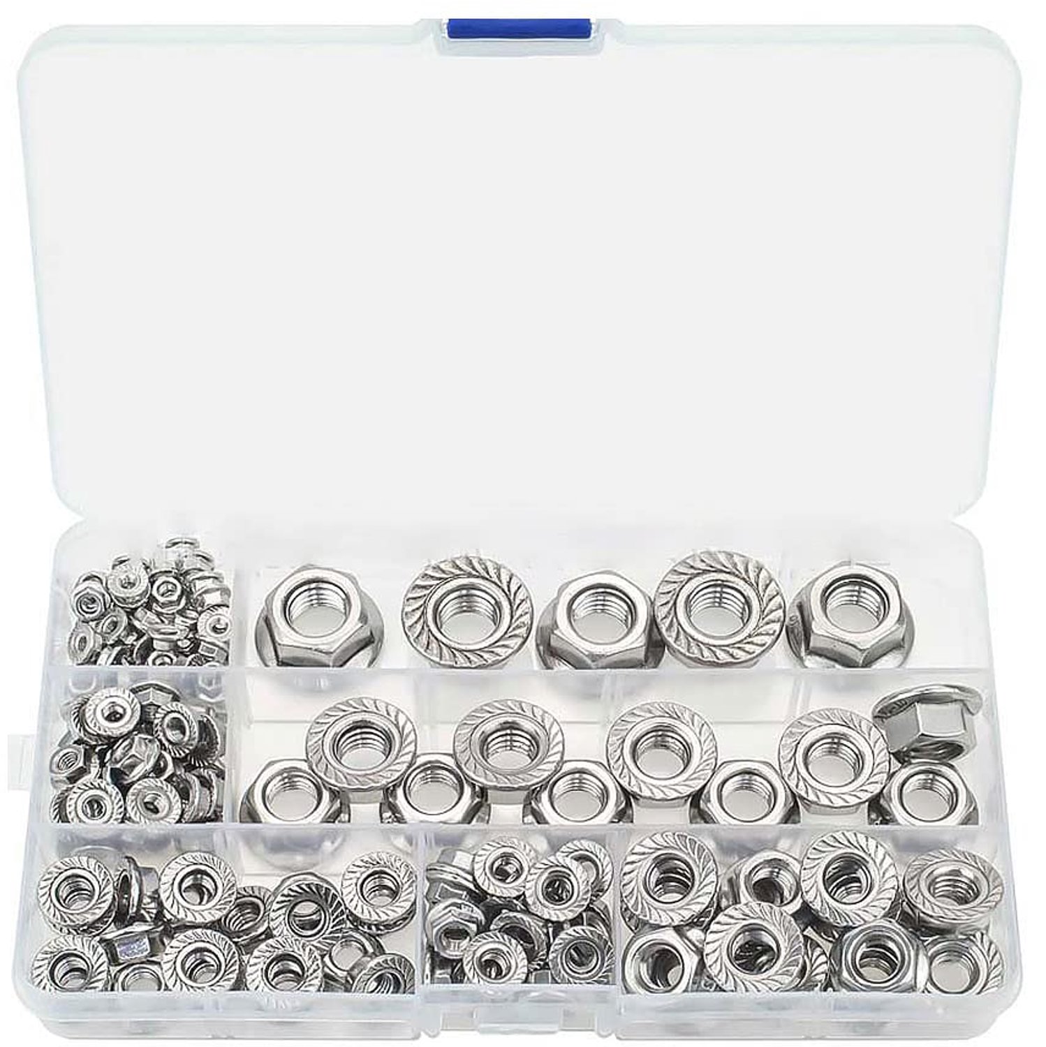 Zeskantmoer Set 150 Stuks - Roestvrij Staal - Zink Gecoat - Nylon Insert Borgmoeren - Stevige Opslagdoos - Duurzaam en Praktisch - Moeren