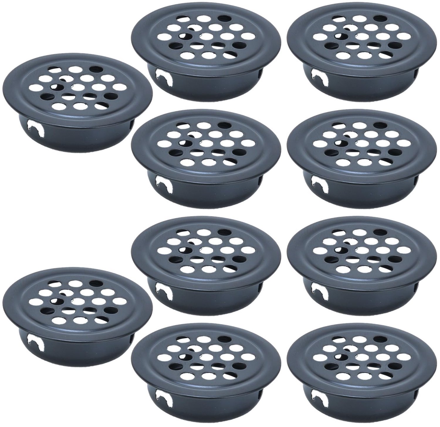 Ventilatieopeningen - Ronde 25 mm - Zwart - Set van 10