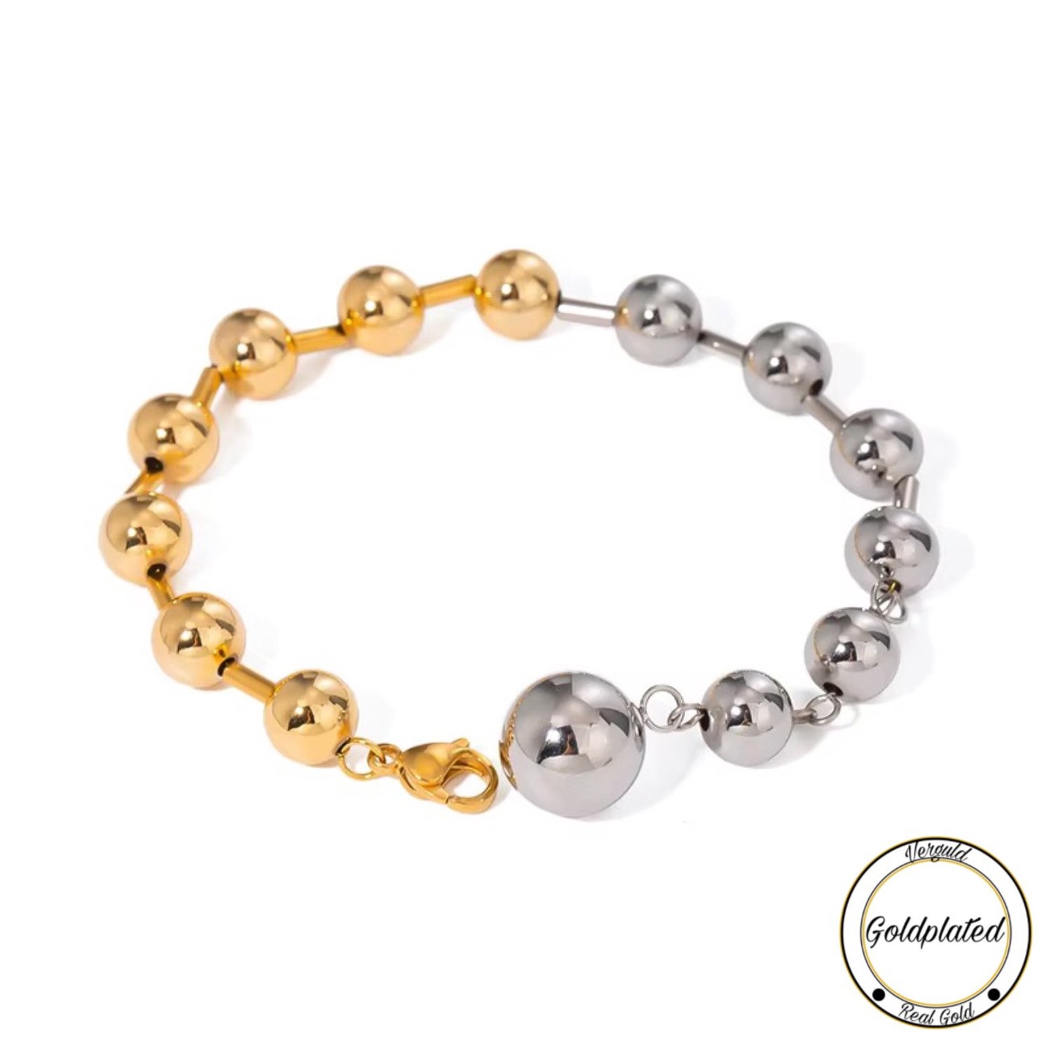Borasi Bolletjes Armband | Goudkleurig&Zilverkleurig | Dames Armbanden | Trendy Sieraden | Cadeau Voor Haar |
