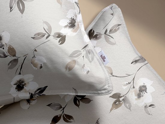 Zohome Ines Dekbedovertrek - Grijs - Eenpersoons - Dekbedhoes van 100% Katoen-Flanel - Bloemen - 140x220 + 1 sloop 60/70 cm - AW25 van Merkloos — afbeelding 5