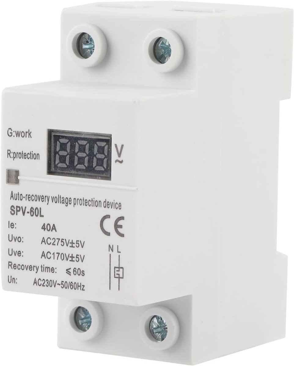 Spanningsherverbindingsapparaat, SVP-60L Eenfase Twee Draden 40A Overspanningsbeveiliging 220V 50/60Hz Instelbaar Automatisch, Accessoires voor Buitenverlichting