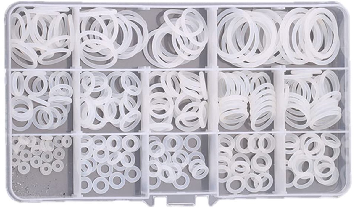 260 Stuks o-ringen afdichtingsset, 13 maten, nylon afdichtringen, wit O-ringen assortiment, waterkraan rubberen afdichtringen kit M6-M25