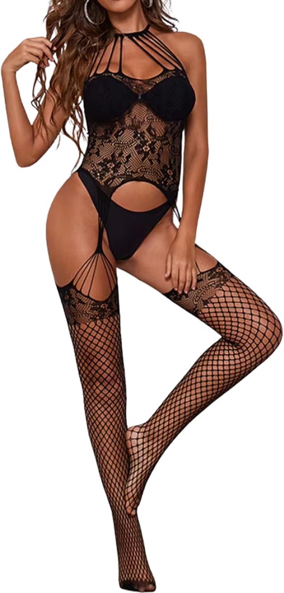 Dames Kant Bodysuit Sexy Body Hot Nachtkleding Pyjama Transparant Nachtjapon Set Voor Babydoll Bodystocking Négligé