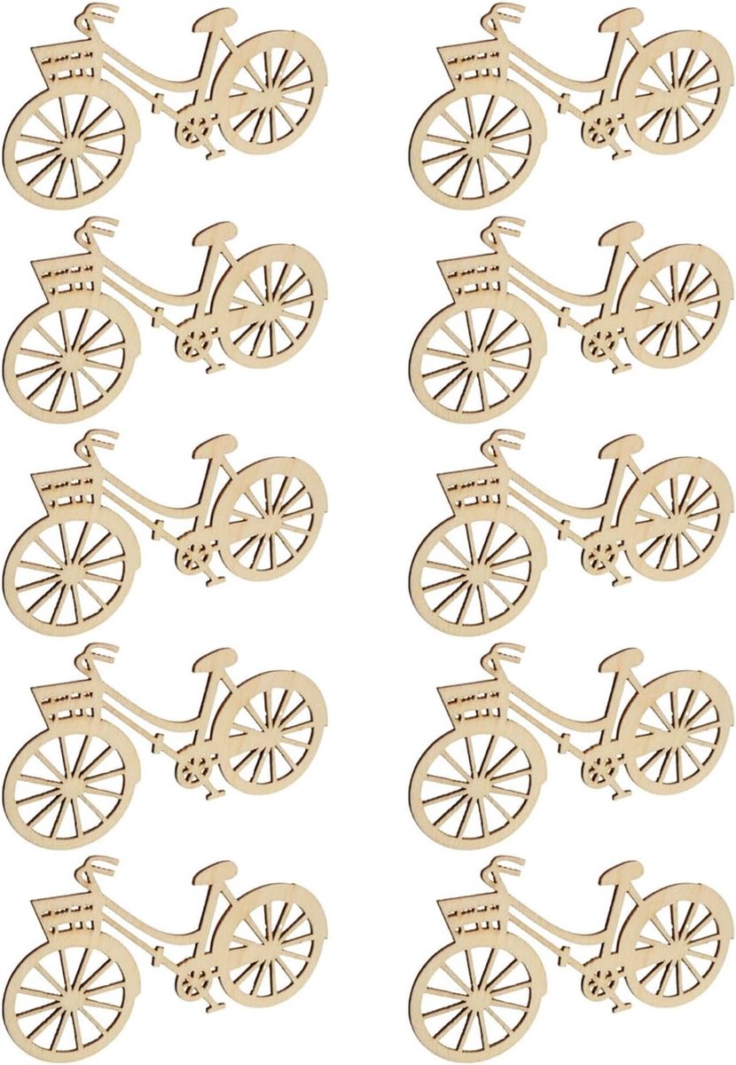 10 stuks Houten Fiets Fiets Snijden Fineer Plakken DIY Ambachten Ornament Thema Bruiloft Partij Woondecoratie Gift Houten Plakken