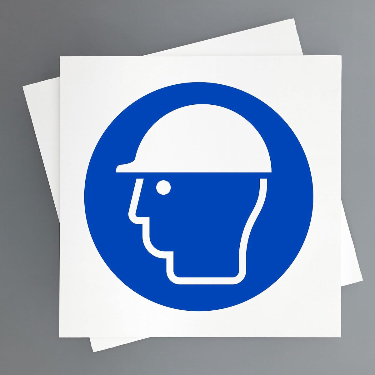 Veiligheidsschild voor helmen, 2 stuks, 19 x 19 cm, verplicht, gebruik van EPS en industriële veiligheid (gebruik van verplichte helm)